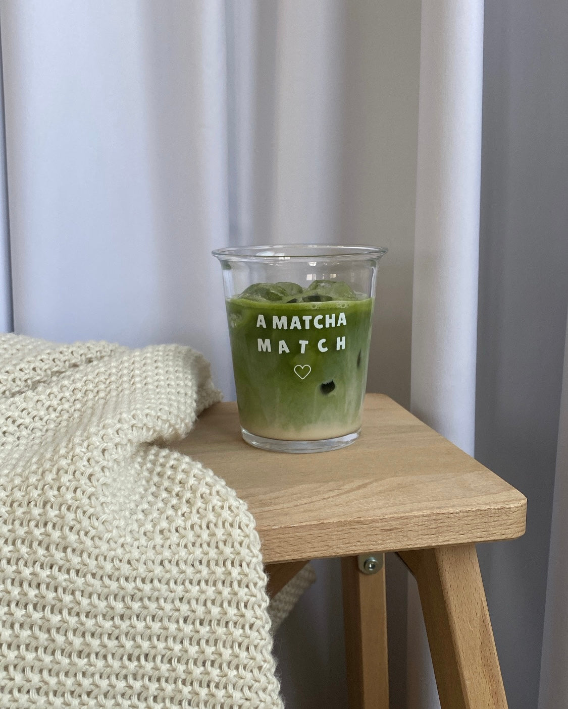 "A Matcha Match ♡" Glass Cup